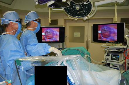 ３D内視鏡システムを用いた手術の様子